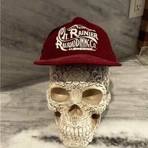 Vintage Mt. Rainier Railroad Co. Corduroy Snapback Hat 80s 90s Tourist Souvenir